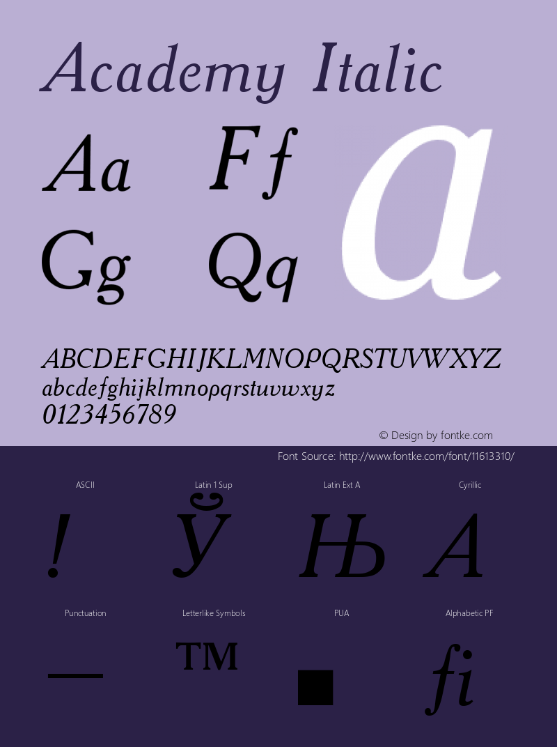 Academy Italic Converted from d:\win\system\ACD56___.TF1 by ALLTYPE图片样张