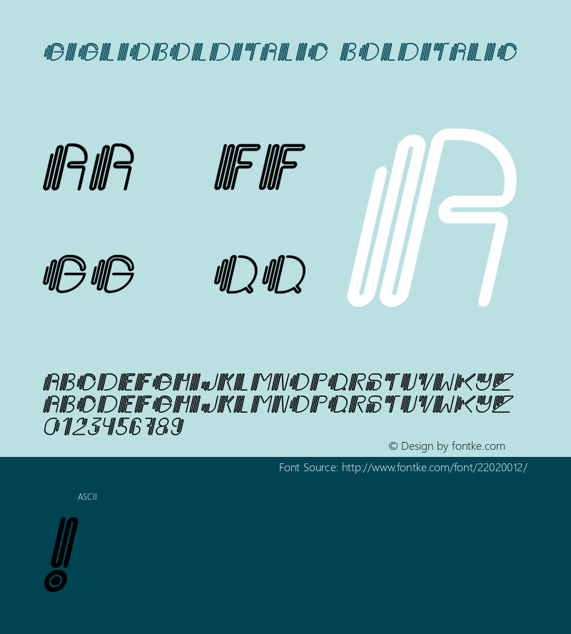 GiglioBoldItalic Version 001.000图片样张