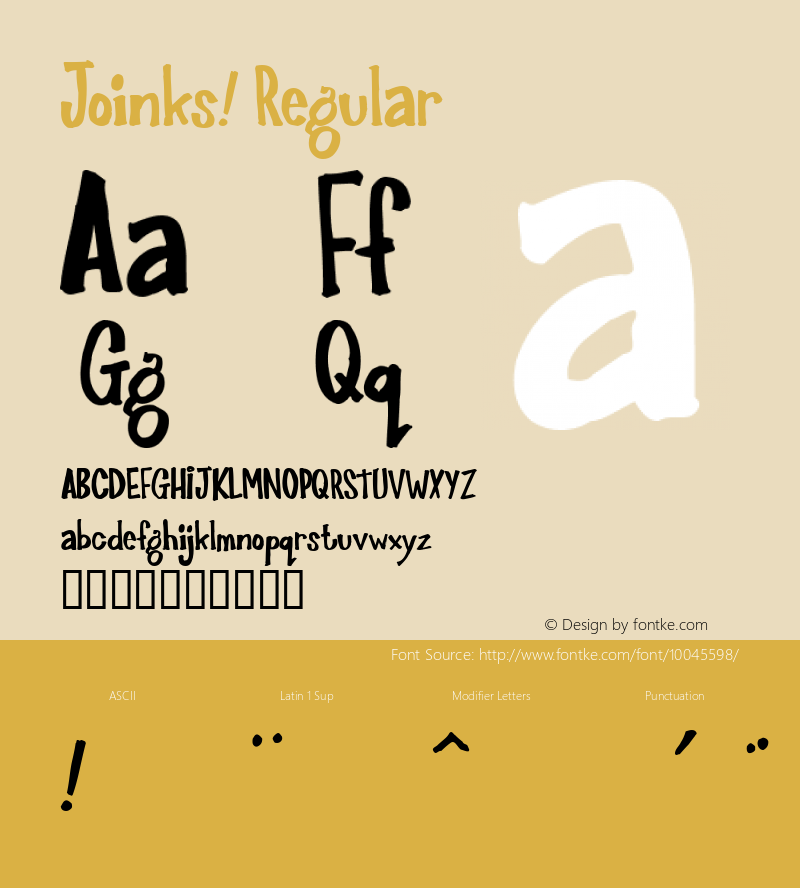 Joinks! Regular Macromedia Fontographer 4.1.2 8/11/98图片样张