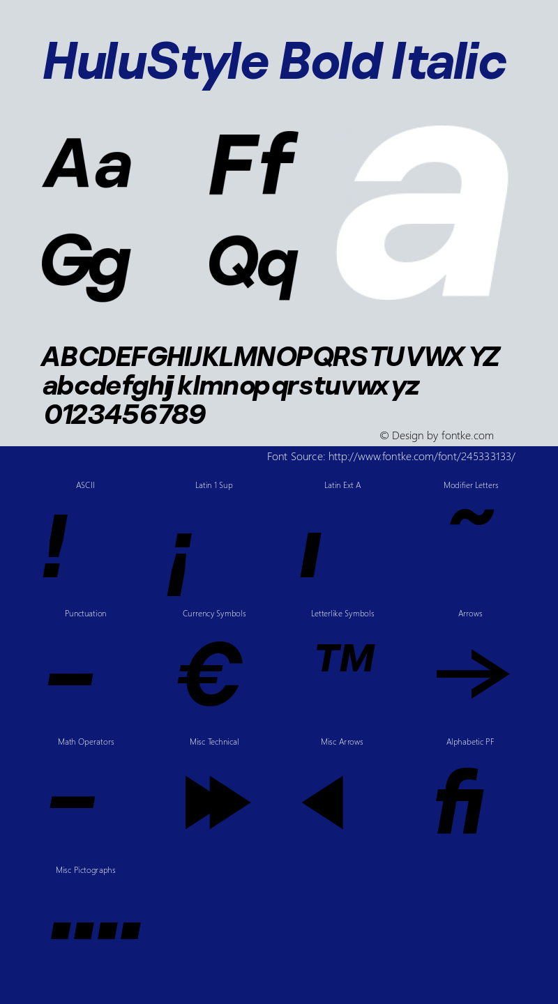 HuluStyle Bold Italic Version 1.000 | FøM Fix图片样张