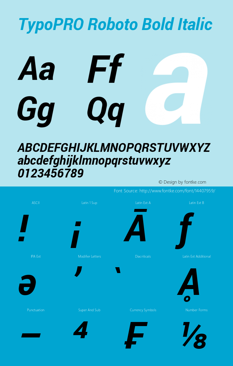 TypoPRO Roboto Bold Italic Version 1.200310; 2013图片样张