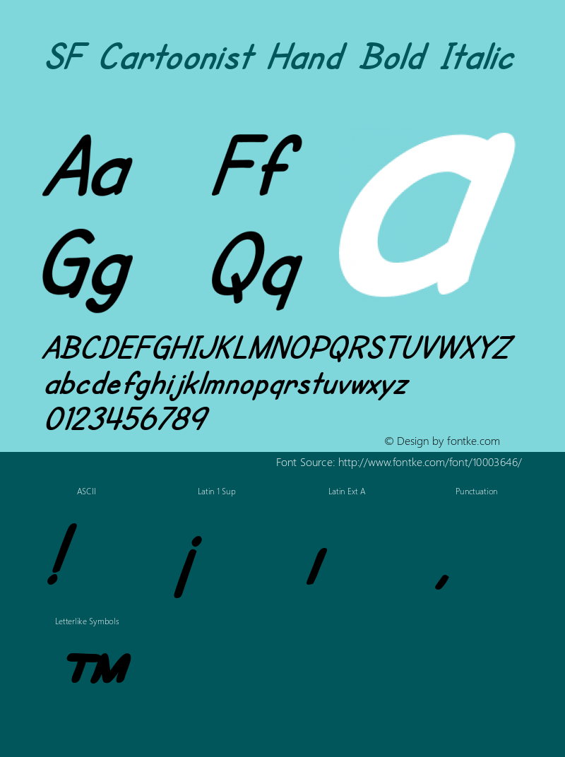 SF Cartoonist Hand Bold Italic v1.0 - Freeware图片样张