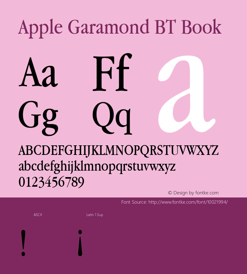 Apple Garamond BT Book 1 Mar 1991图片样张