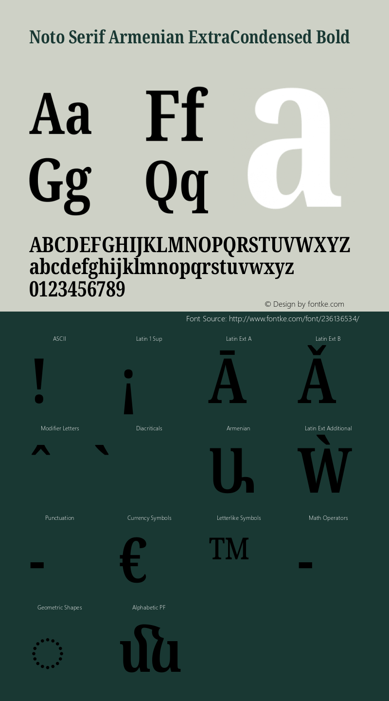 Noto Serif Armenian ExtraCondensed Bold Version 2.007图片样张