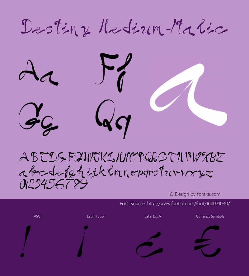 Destiny Medium Italic Version 001.000图片样张