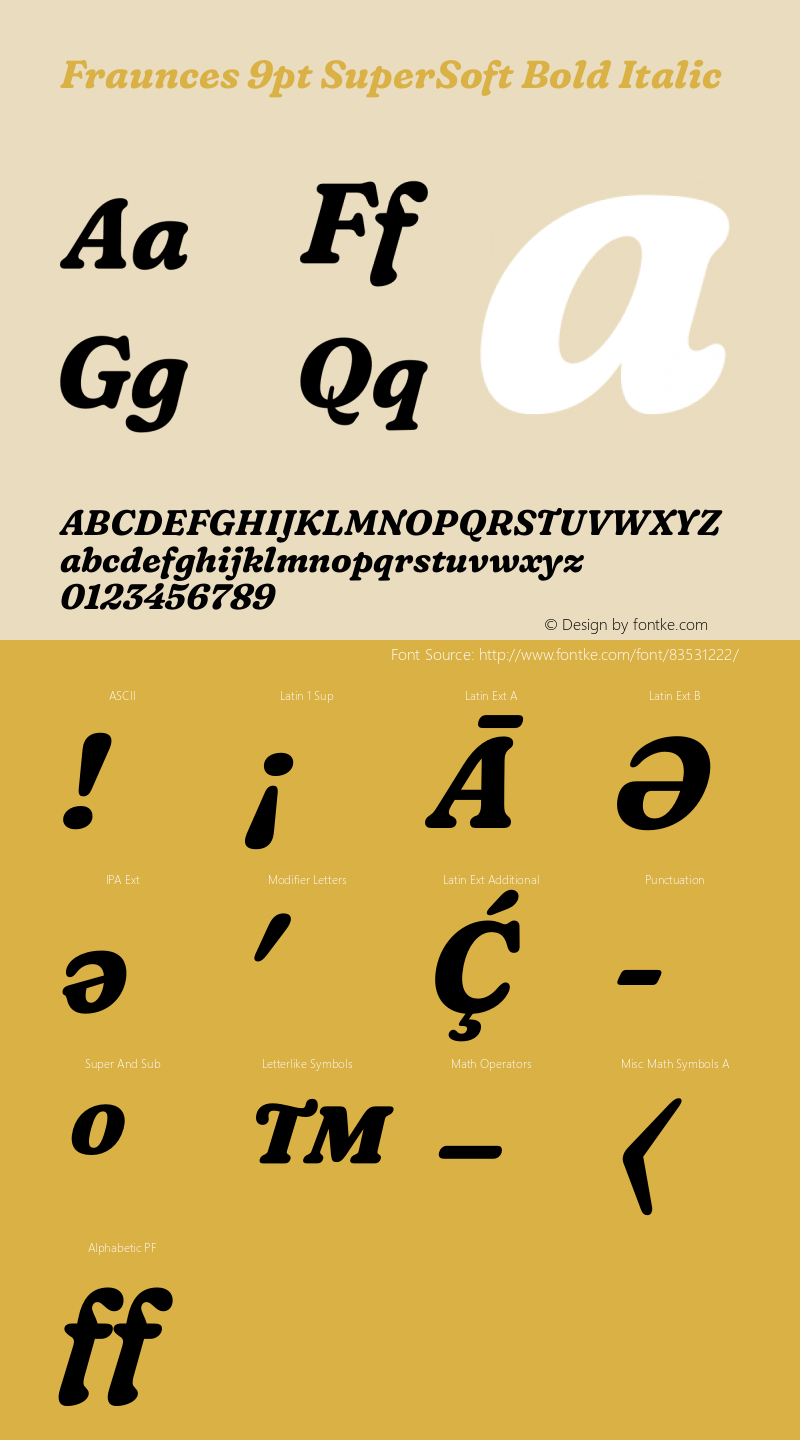 Fraunces 9pt SuperSoft Bold Italic Version 1.000;[0bf87f6ff]图片样张