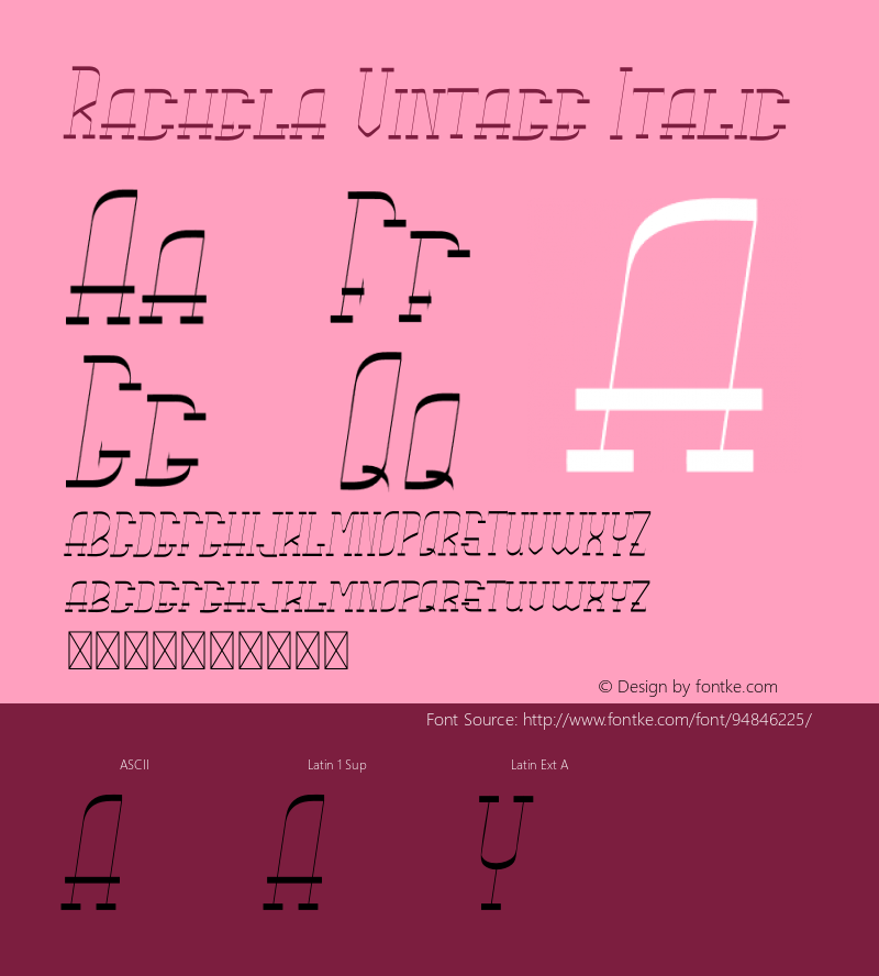 Rachela Vintage Italic Version 1.001;Fontself Maker 3.5.4图片样张