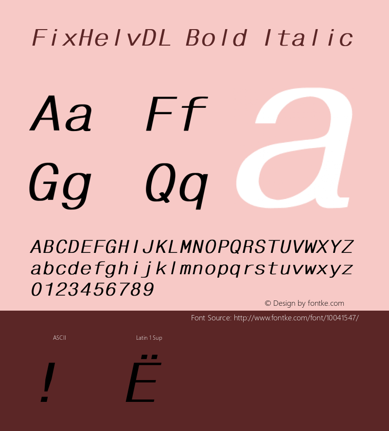 FixHelvDL Bold Italic Unknown图片样张