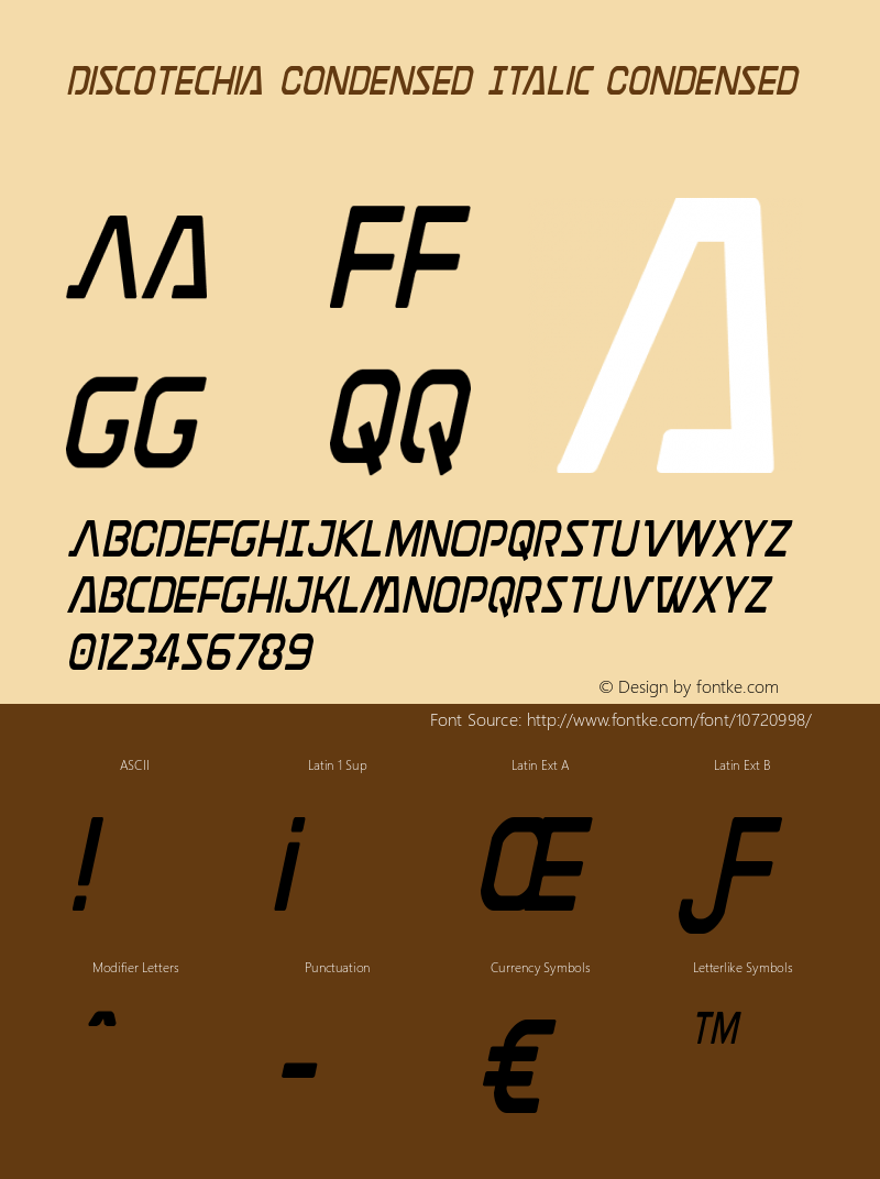 Discotechia Condensed Italic Condensed Version 1.1; 2015图片样张