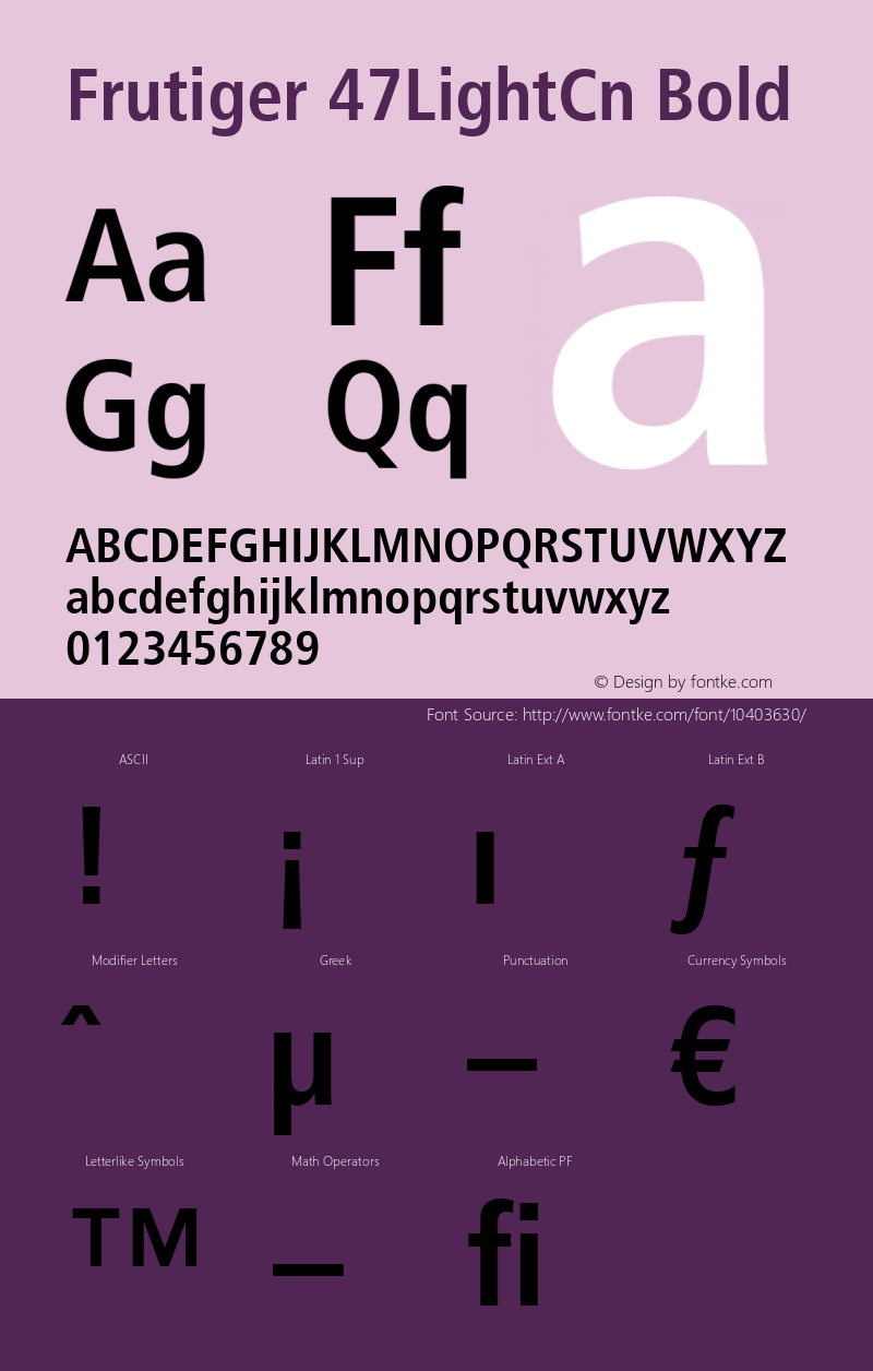 Frutiger 47LightCn Bold OTF 1.0;PS 001.000;Core 1.0.22图片样张