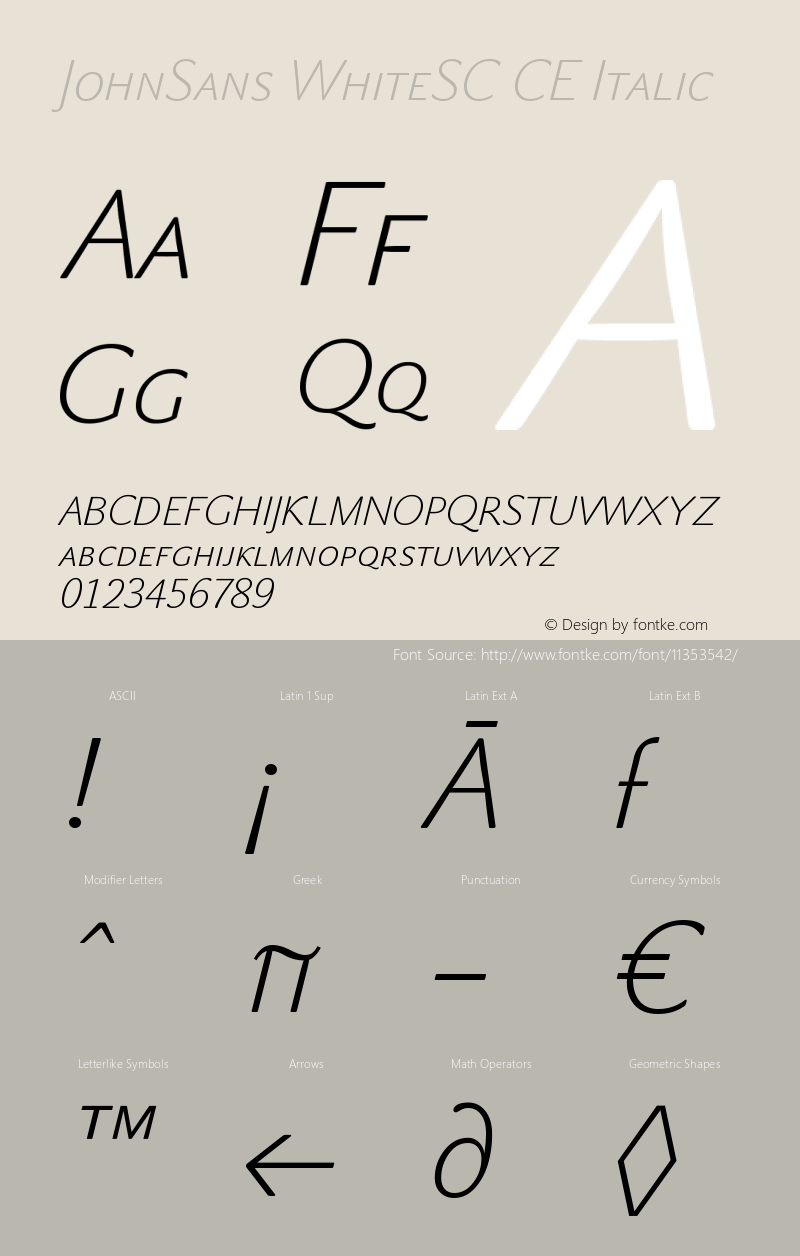 JohnSans WhiteSC CE Italic Version 001.000图片样张