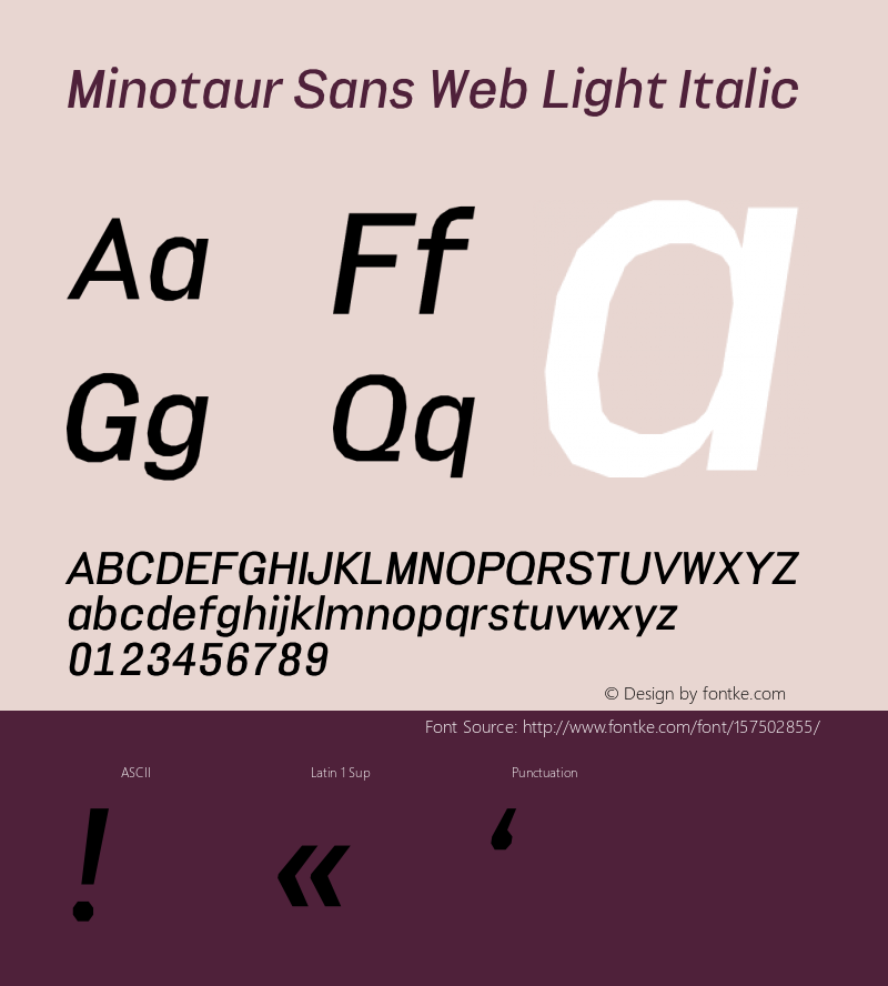 Minotaur Sans Web Light Italic Version 1.500;PS 1.500;hotconv 1.0.88;makeotf.lib2.5.647800; ttfautohint (v1.3)图片样张