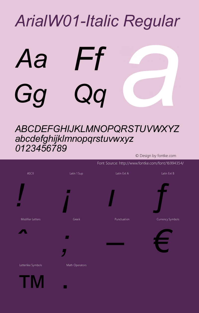 ArialW01-Italic Regular Version 1.00图片样张