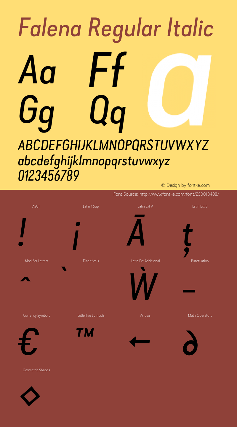 Falena Regular Italic Version 1.000;PS 001.000;hotconv 1.0.88;makeotf.lib2.5.64775图片样张