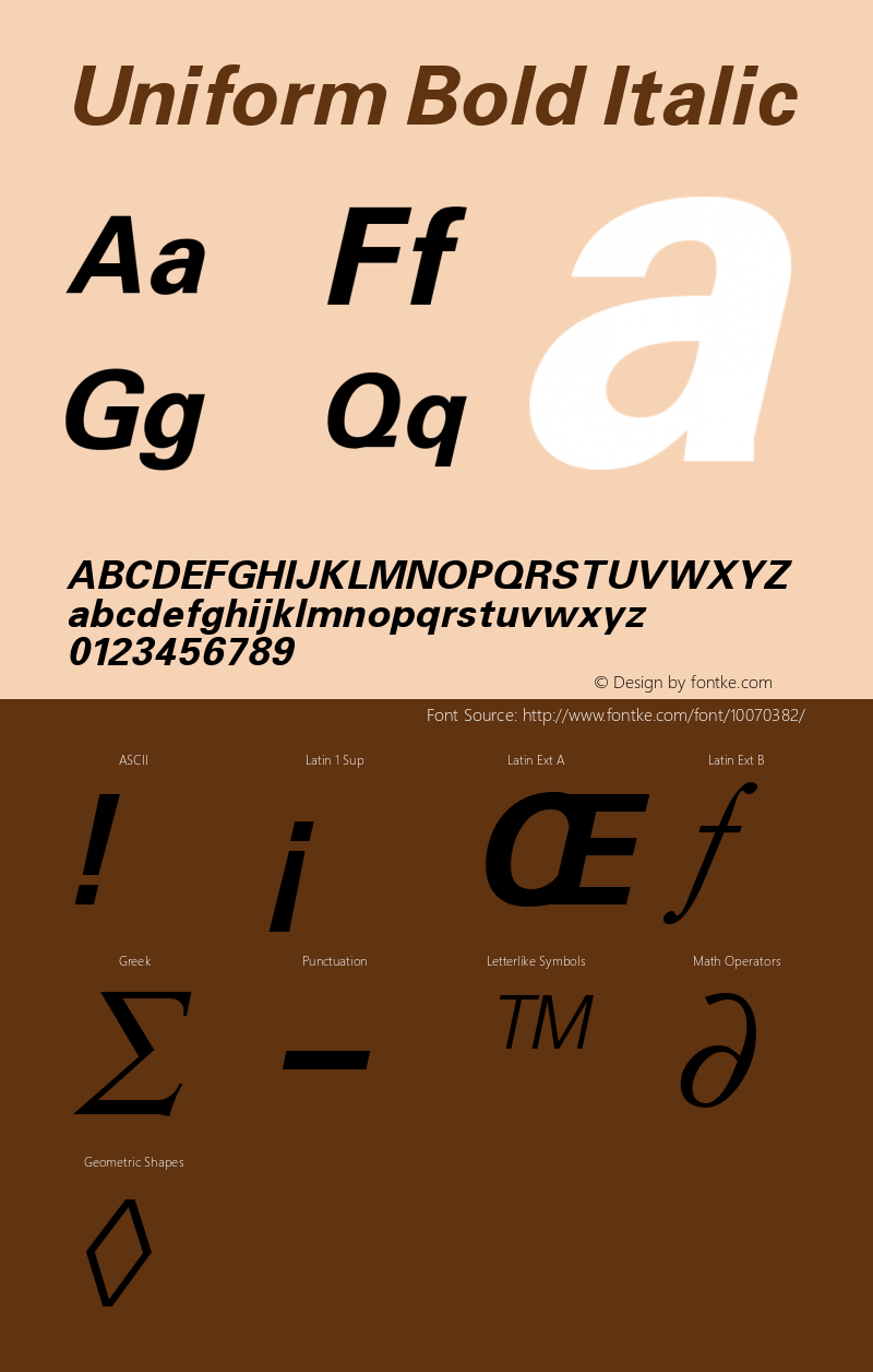 Uniform Bold Italic Altsys Fontographer 3.5  11/25/92图片样张