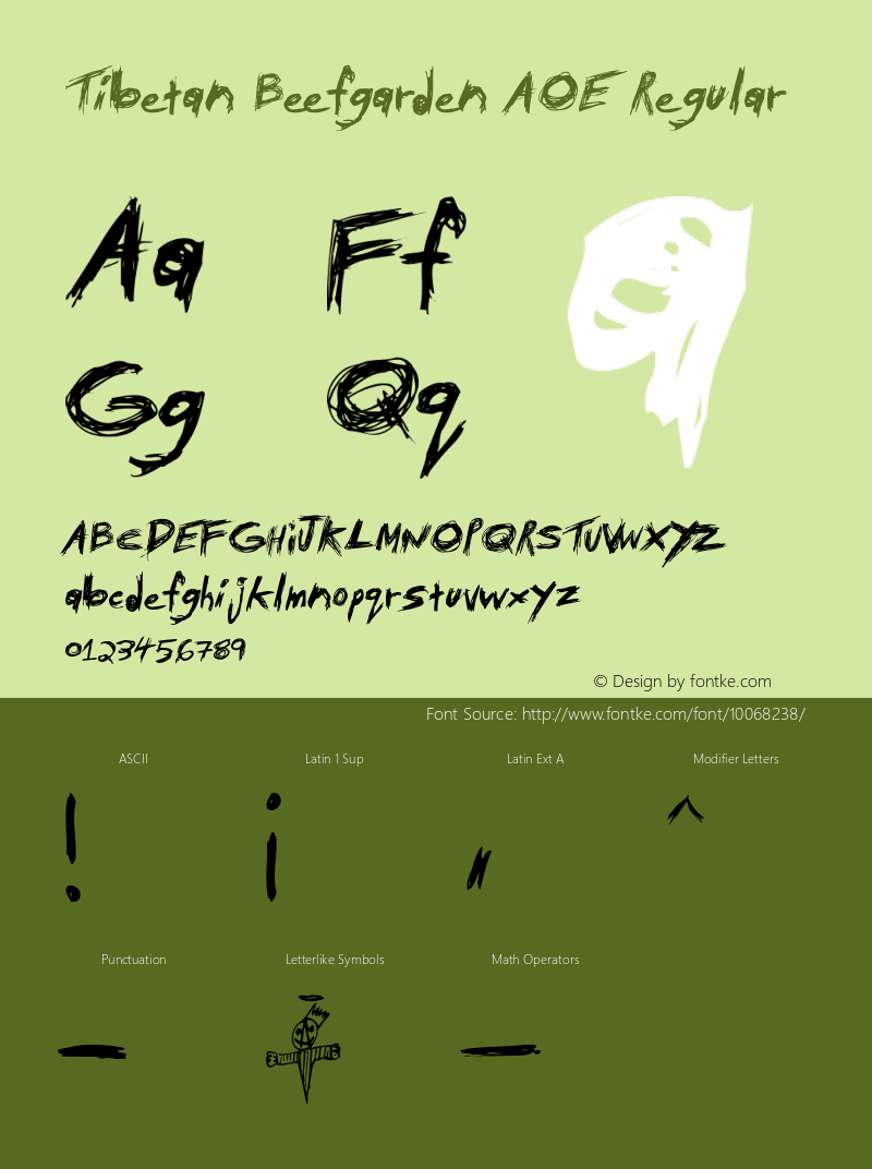 Tibetan Beefgarden AOE Regular Macromedia Fontographer 4.1.2 12/7/98图片样张