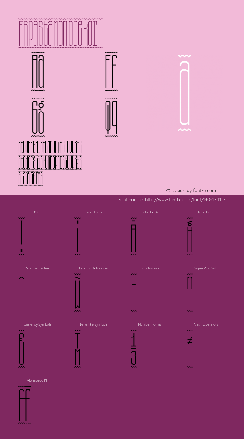 ☞FRPastaMonoDekor Version 1.000 2010 initial release;com.myfonts.faberfonts.fr-pasta-mono.dekor.wfkit2.3oaw图片样张