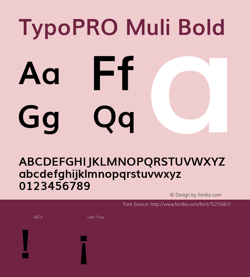 TypoPRO Muli Bold Version 2; ttfautohint (v1.00rc1.6-4cba) -l 8 -r 50 -G 200 -x 0 -D latn -f none -w G图片样张