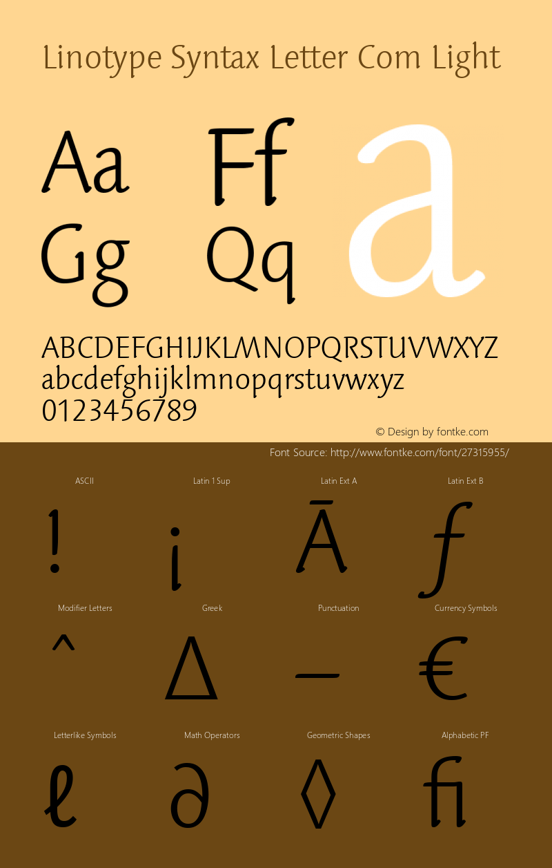 Linotype Syntax Letter Com Light Version 1.01图片样张