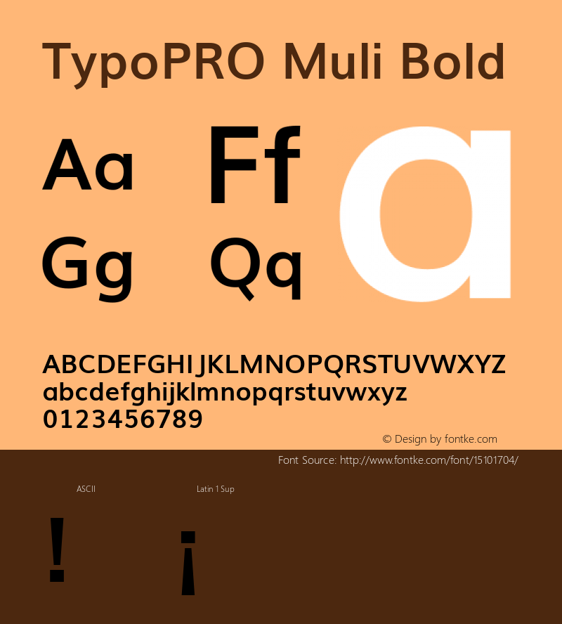 TypoPRO Muli Bold Version 2; ttfautohint (v1.00rc1.6-4cba) -l 8 -r 50 -G 200 -x 0 -D latn -f none -w G图片样张