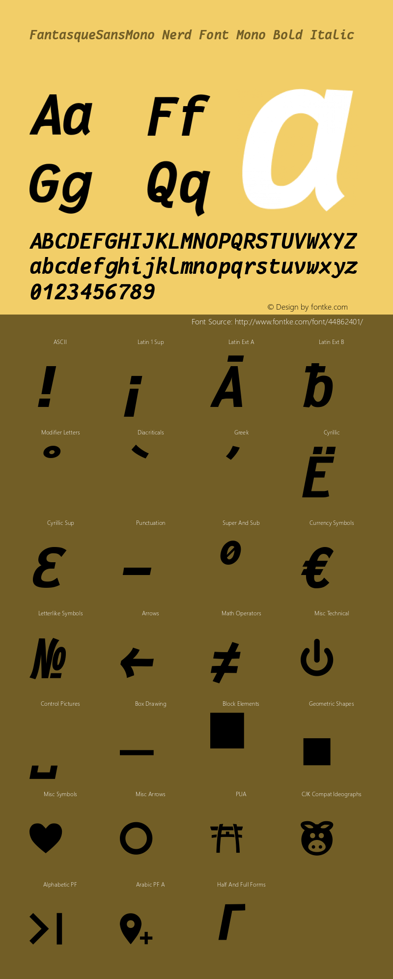 Fantasque Sans Mono Bold Italic Nerd Font Complete Mono Version 1.7.2 ; ttfautohint (v1.4.1.16-c0b8)图片样张