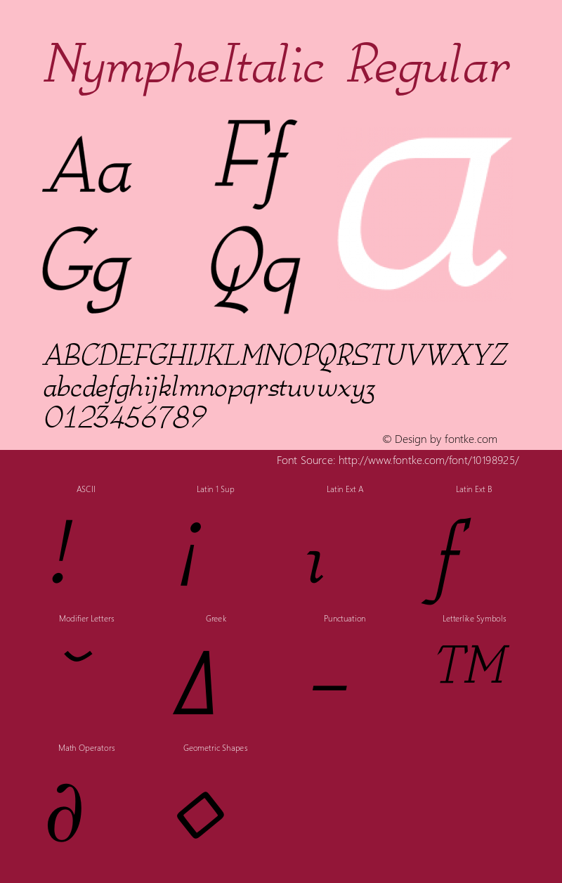 NympheItalic Regular 001.001图片样张