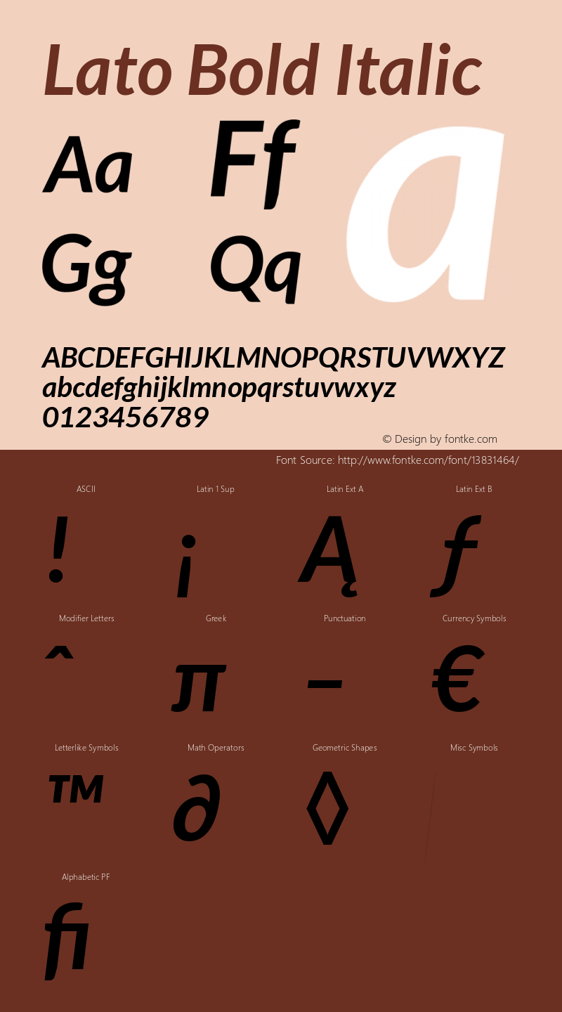 Lato Bold Italic Version 1.103; WEB-ONLY for Google Web Fonts图片样张