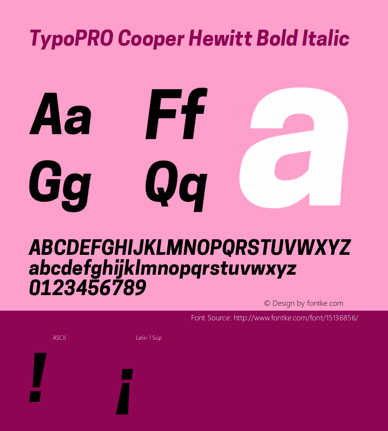 TypoPRO Cooper Hewitt Bold Italic 1.000图片样张