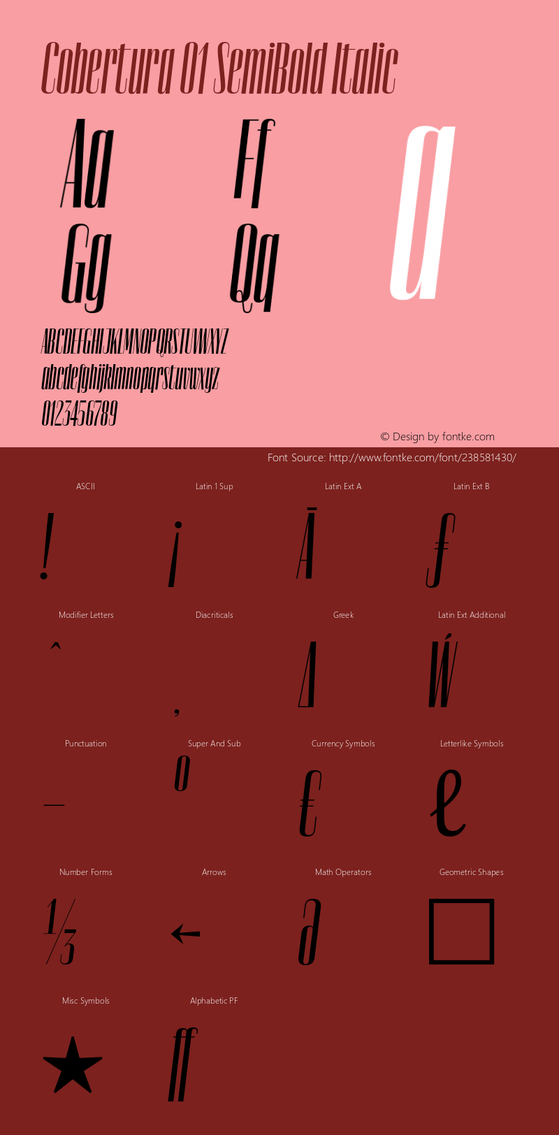 Cobertura 01 SemiBold Italic Version 4.001图片样张