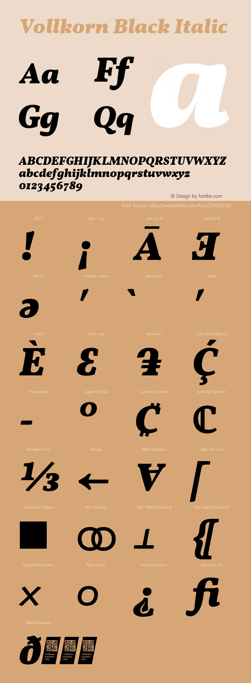 Vollkorn Black Italic Version 4.015图片样张