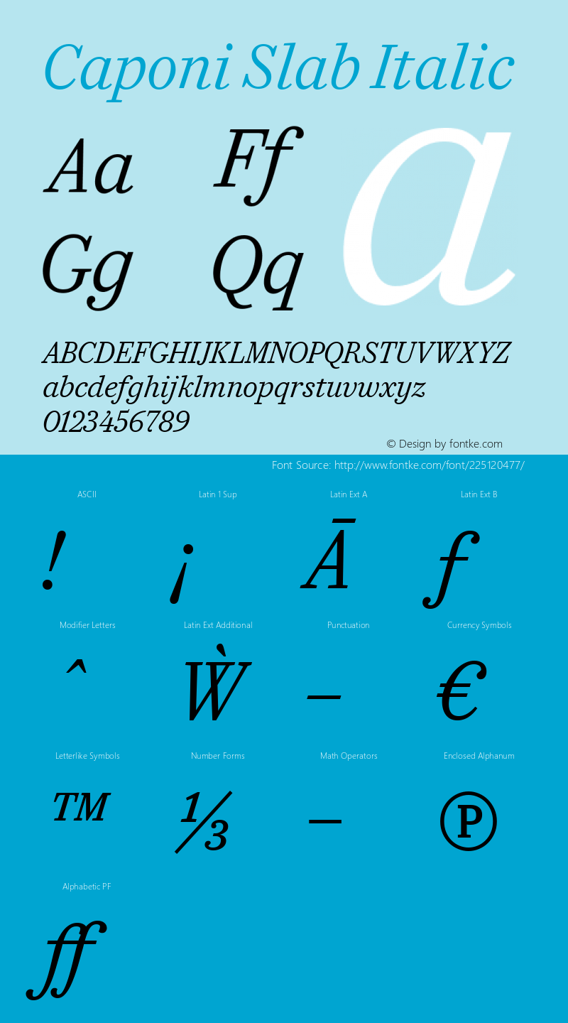 Caponi Slab Italic Version 1.1 2010图片样张