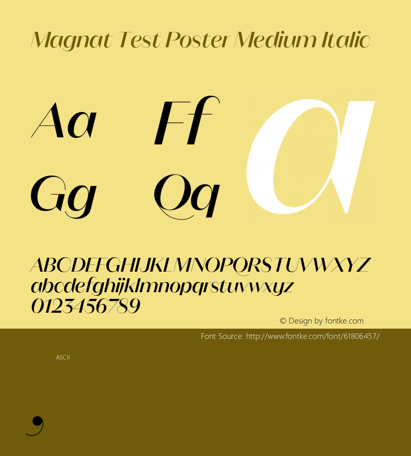 Magnat Test Poster Medium Italic Version 1.000;PS 001.000;hotconv 1.0.88;makeotf.lib2.5.64775图片样张