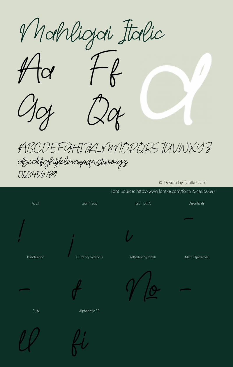 Mahligai Italic Version 1.00;May 28, 2022;FontCreator 13.0.0.2683 64-bit图片样张