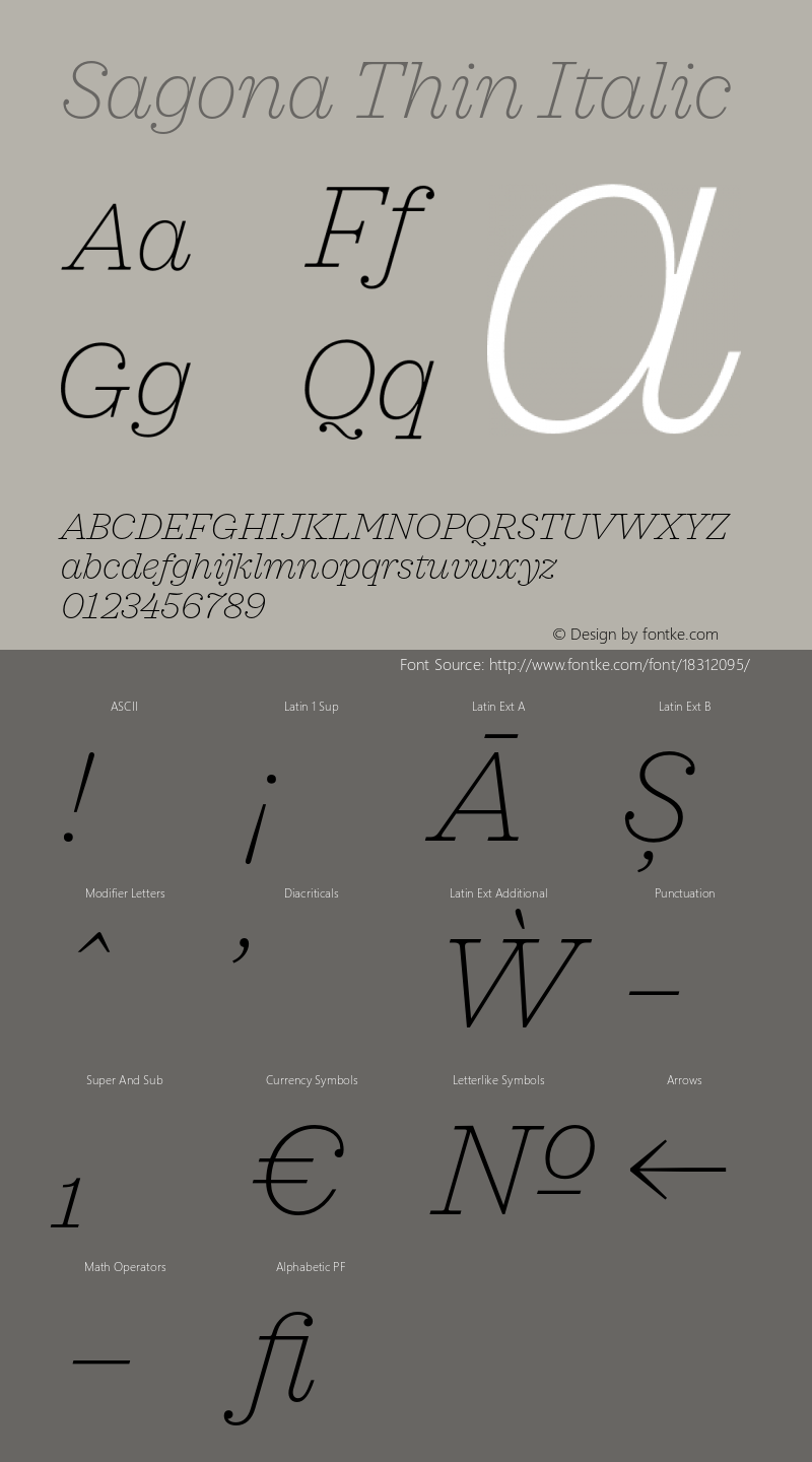 Sagona Thin Italic Version 1.000;PS 001.000;hotconv 1.0.88;makeotf.lib2.5.64775图片样张