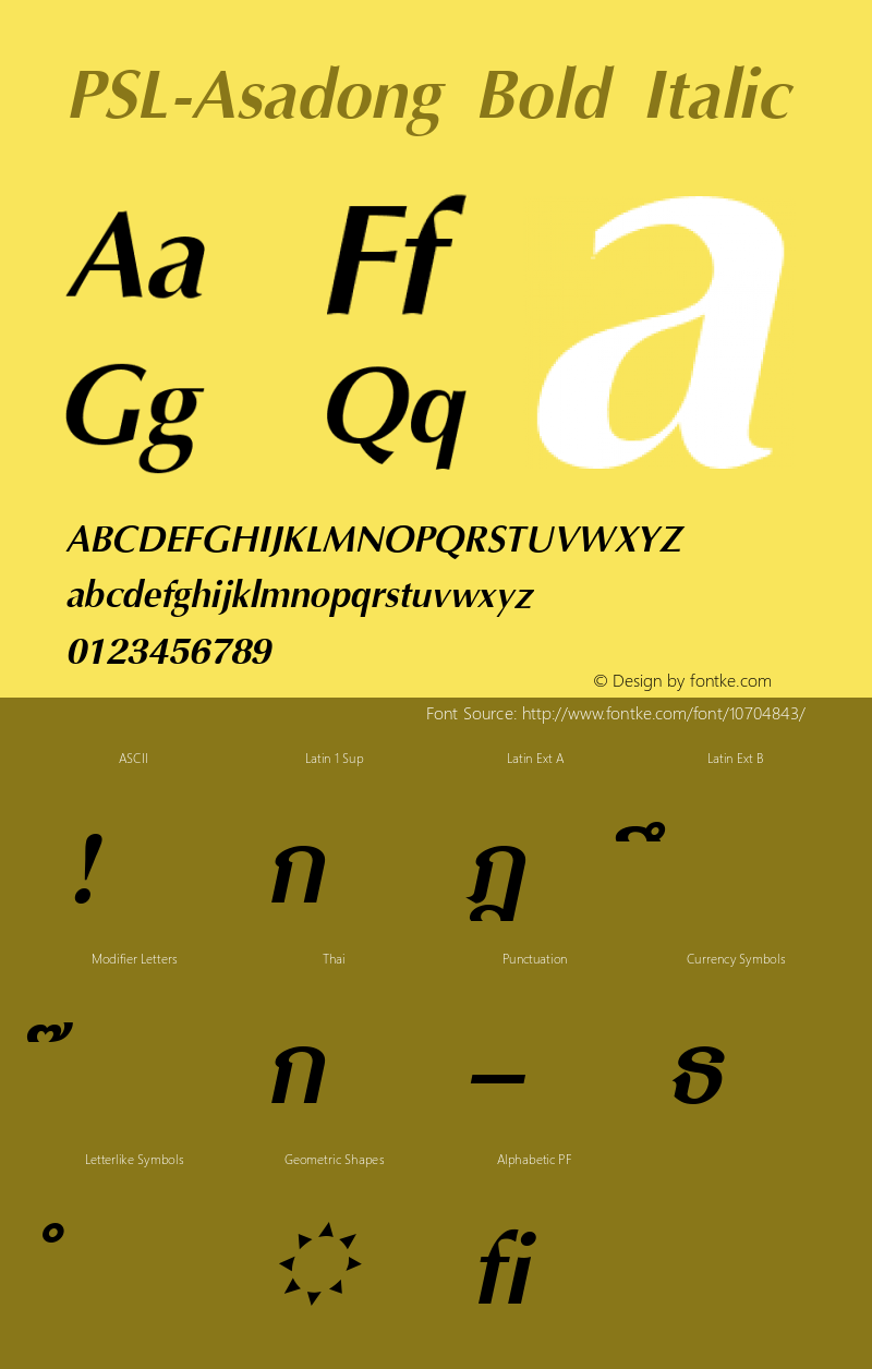 PSL-Asadong Bold Italic Version 1.000 2006 initial release图片样张