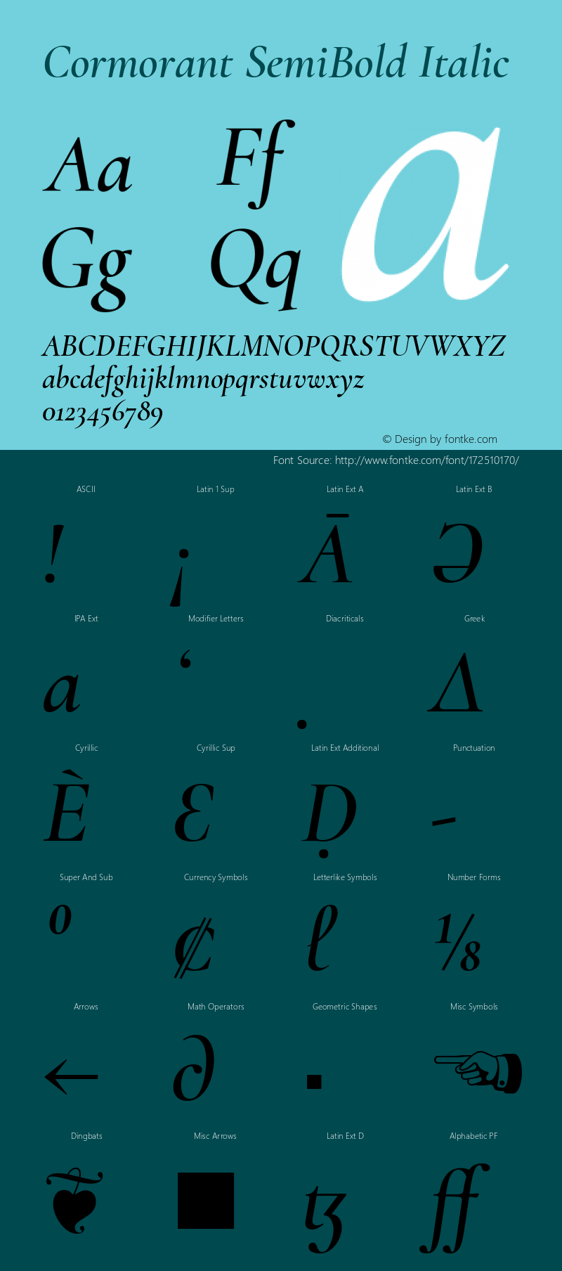 Cormorant SemiBold Italic Version 3.614图片样张