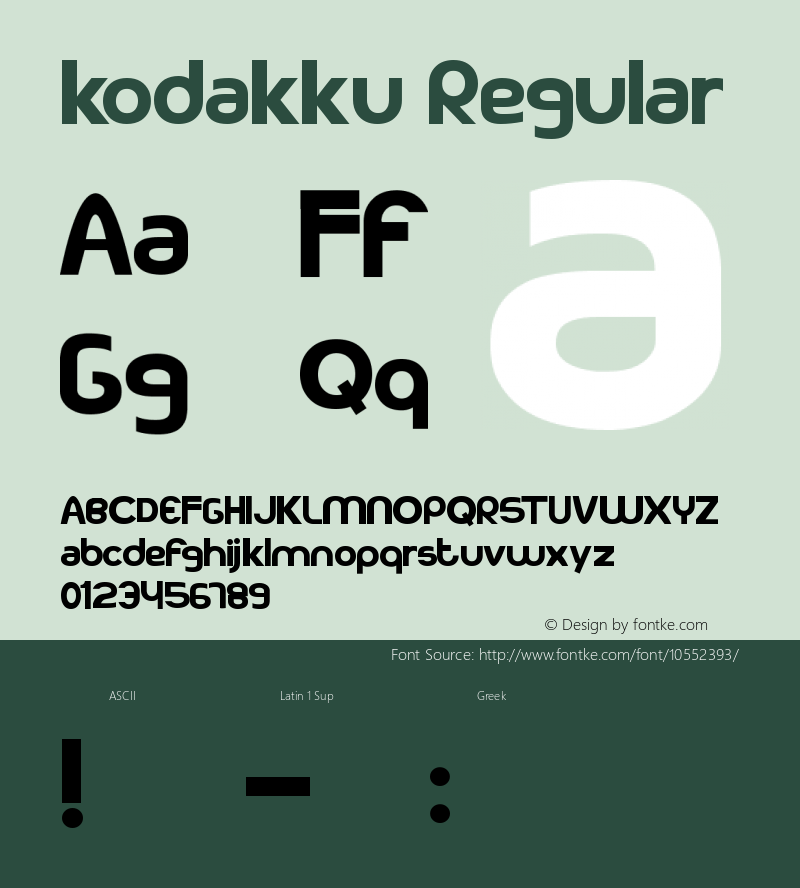 kodakku Regular Version 1.00 March 27, 2014, initial release图片样张