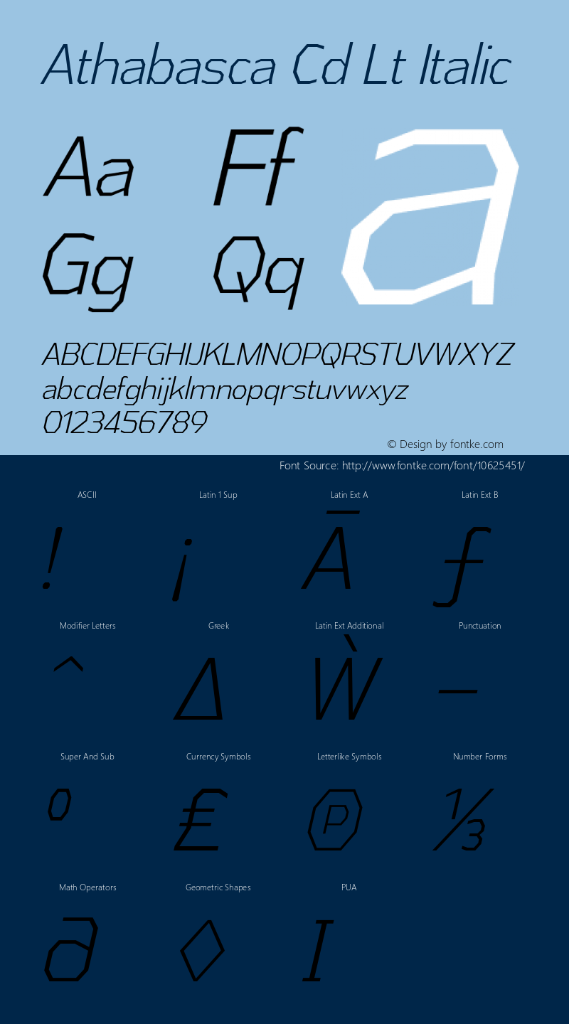 Athabasca Cd Lt Italic Version 1.000图片样张