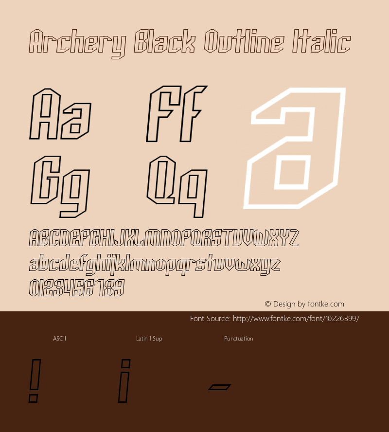 Archery Black Outline Italic 1.0图片样张