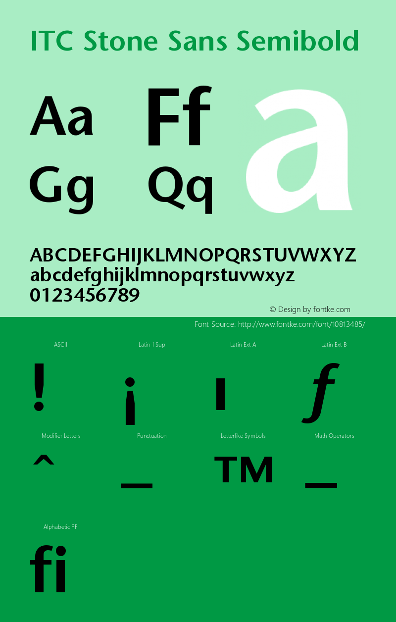 ITC Stone Sans Semibold Version 001.002图片样张