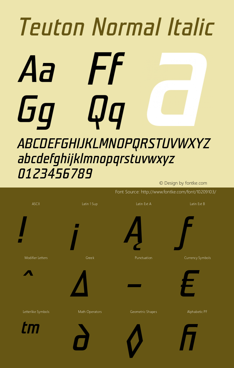 Teuton Normal Italic 001.000图片样张