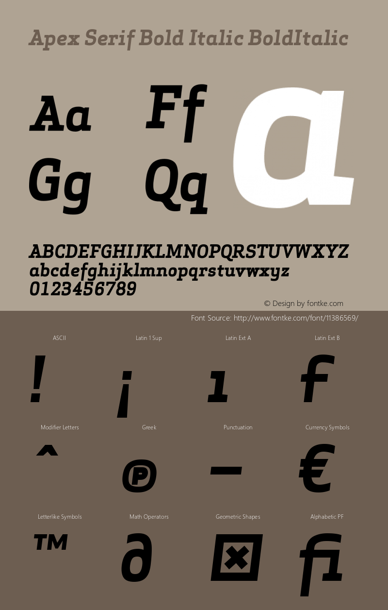 Apex Serif Bold Italic BoldItalic Version 005.000图片样张