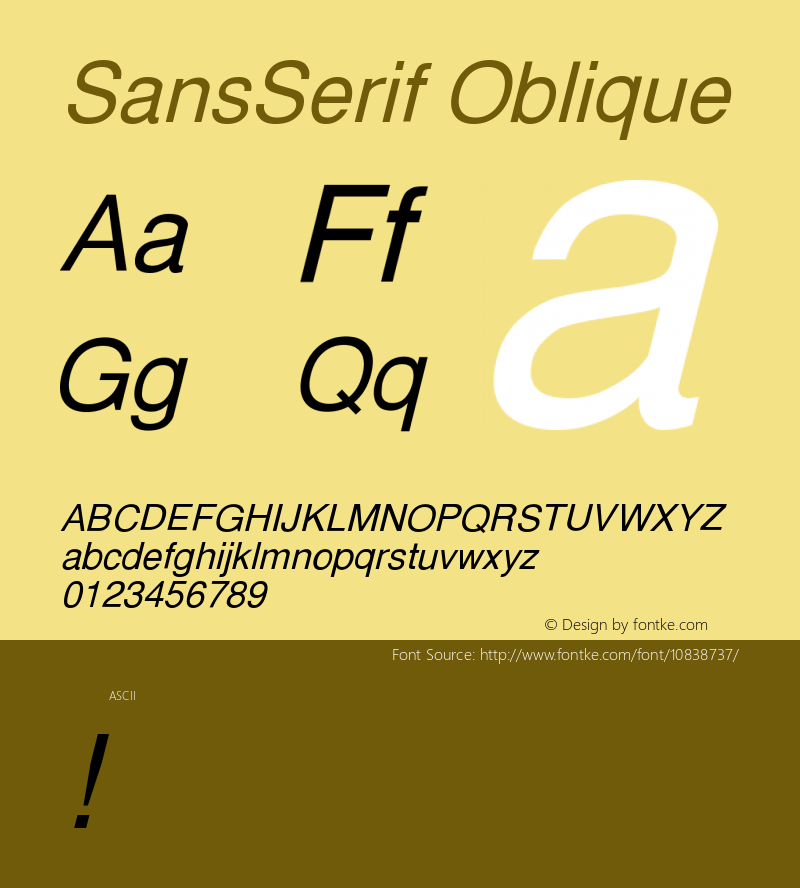 SansSerif Oblique Version 001.000图片样张