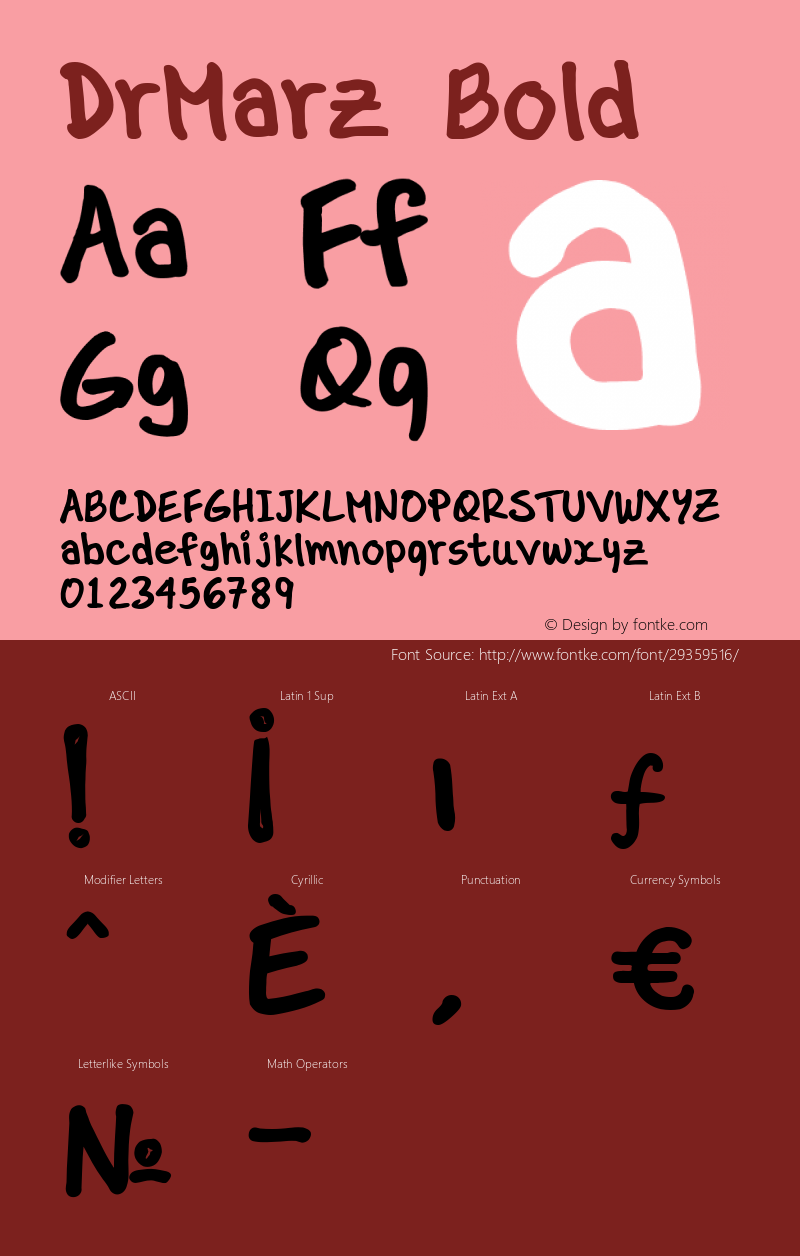 DrMarz Bold Version 1.00;April 22, 2019;FontCreator 11.5.0.2422 64-bit图片样张