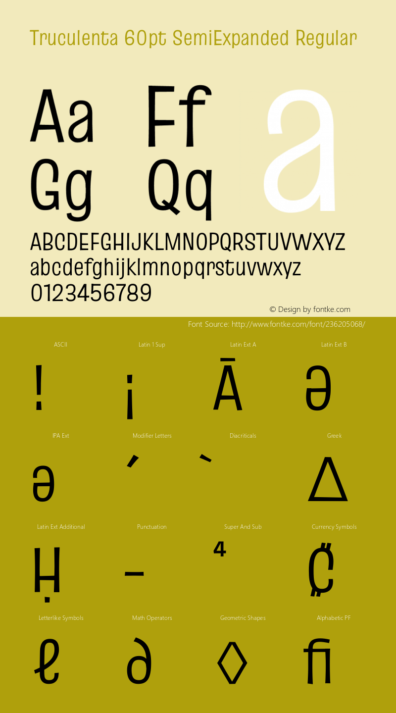 Truculenta 60pt SemiExpanded Regular Version 1.002图片样张