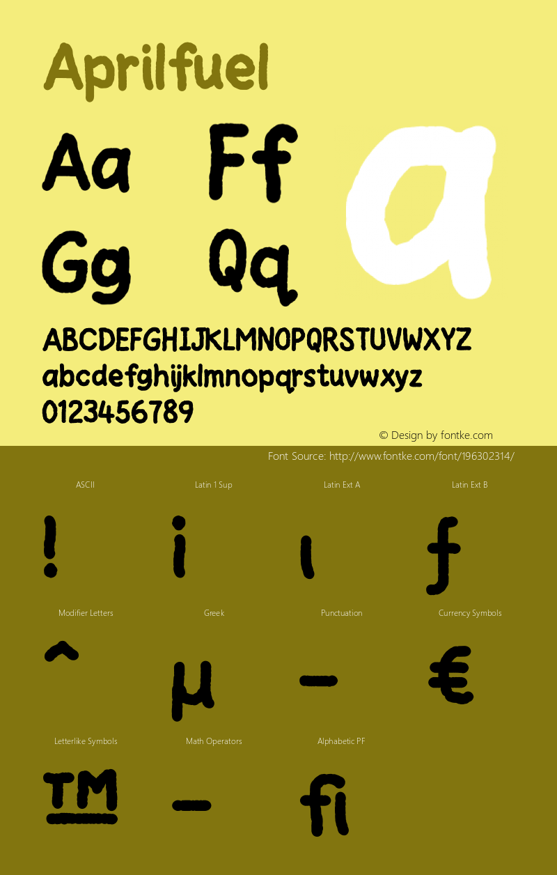 ☞Aprilfuel Version 1.000;com.myfonts.pizzadude.aprilfuel.regular.wfkit2.35y1图片样张