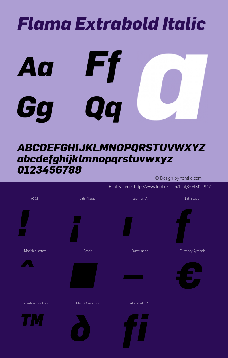 FlamaExtrabold-Italic Version 1.001图片样张