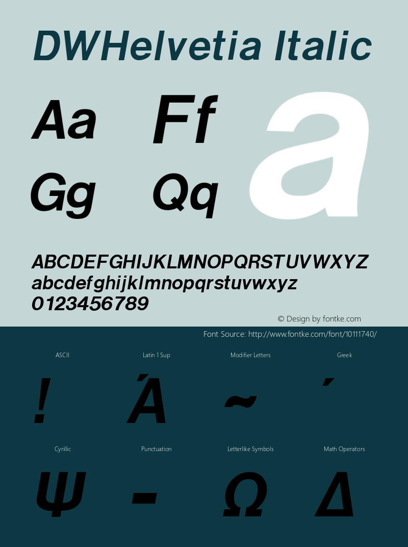 DWHelvetia Italic 10/26/2002图片样张