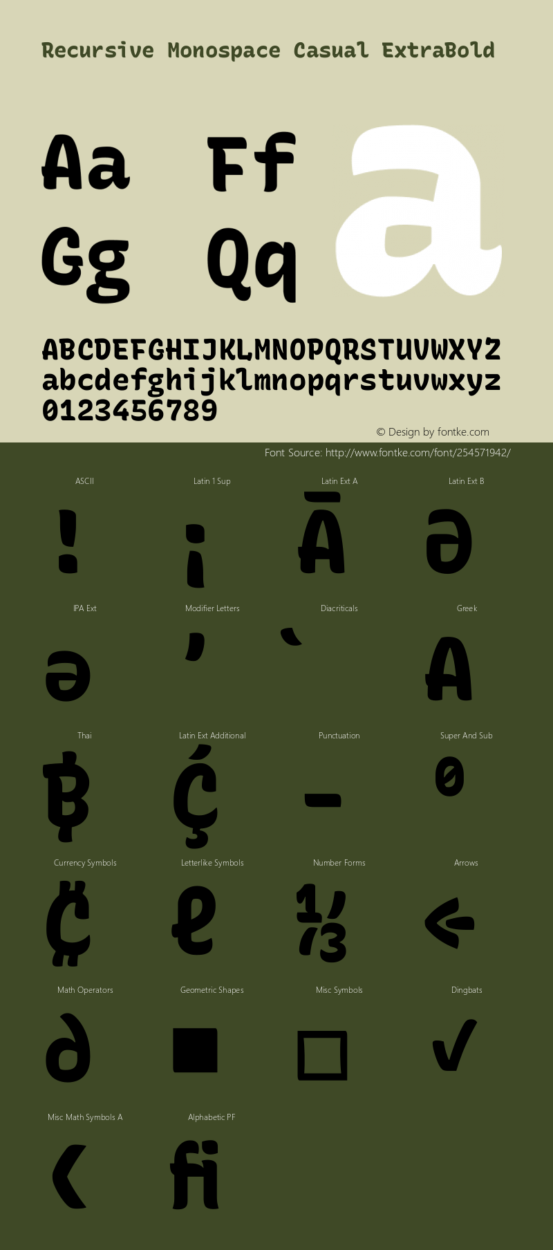 Recursive Monospace Casual ExtraBold Version 1.085图片样张