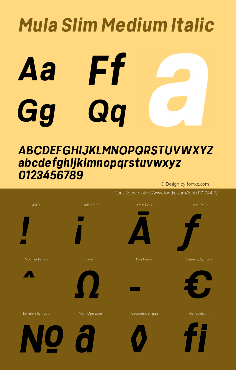 MulaSlim-MediumItalic Version 1.000图片样张